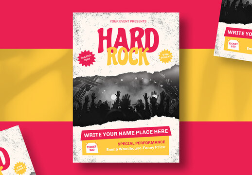 Punk Rock Music Concert Event Flyer Template Layout