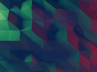 Obraz premium Abstract geometric pattern with dark green, blue, and red polygons