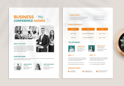 Professional Corporate Conference Agenda Template for Business Events