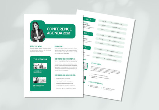 Business Conference Schedule Flyer with Professional Agenda Design
