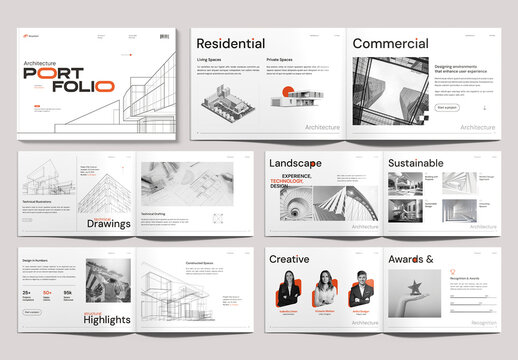 Modern Architecture Portfolio Book Layout Landscape Design Template