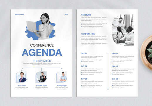 Modern Conference Agenda Flyer Template with Corporate Event