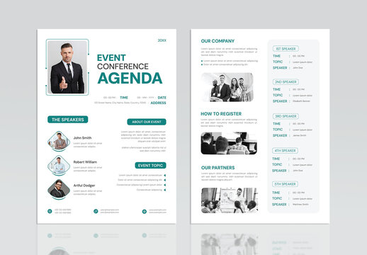 Professional Event Conference Agenda Flyer and Schedule Template
