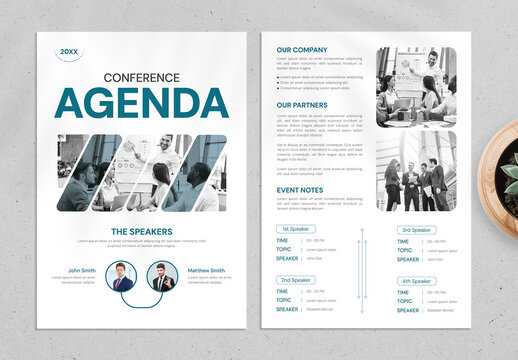 Professional Conference Agenda Event Schedule Flyer Template