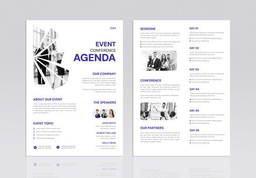 Corporate Business Conference Agenda Template Layout