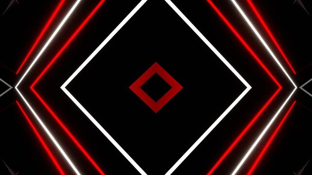 Red and White Neon Rays Moving Kaleidoscope Background VJ Loop in 4K