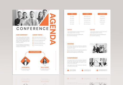 Event Conference Agenda Program Flyer Template for Business