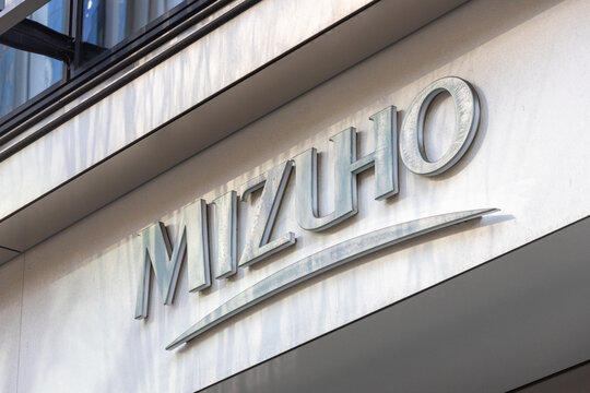 Signage of Mizuho in Tokyo. It is one of the largest financial institutions