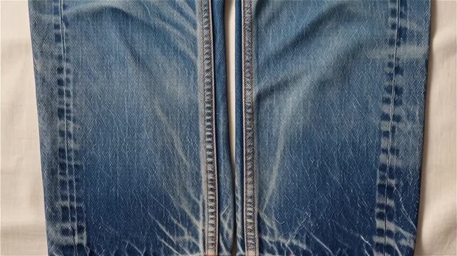 The perfect pair of vintage Levi's jeans with frayed hems, laid flat.