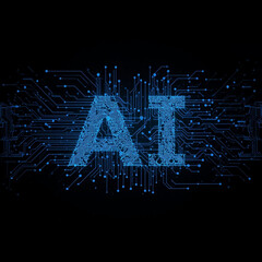 Artificial intelligence concept with circuit board design