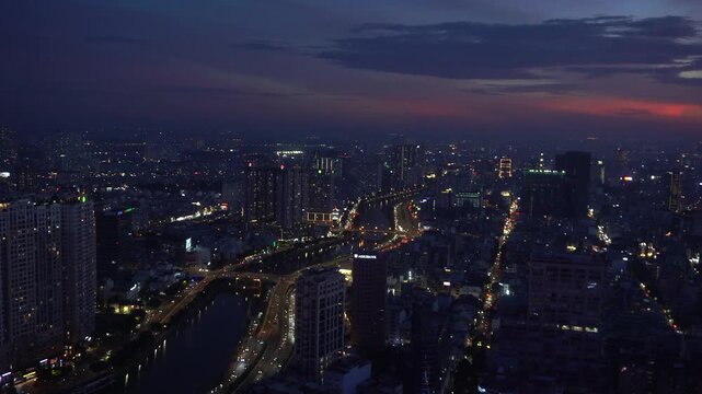Asia, Vietnam , Ho Chi Minh 01,31,2026 The Saigon Skydeck skyline is located on the 48th floor of the Bitexco Financial Centre. Skyscrapers and modernity, a sightseeing tourist destination