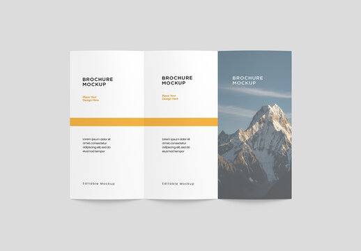 Top View Tri-Fold Brochure Mockup