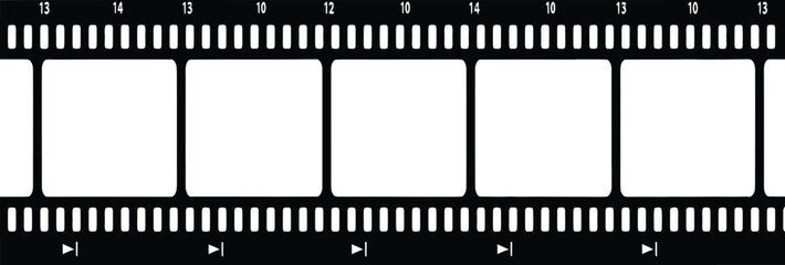 High Quality Black and White Filmstrip with Blank Frames Ideal for Creative Video Projects