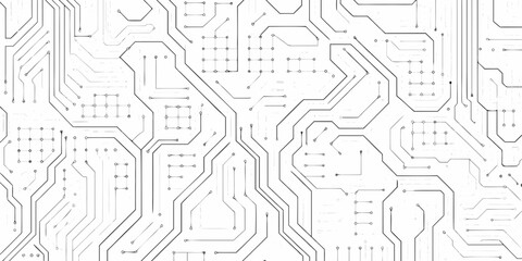 Obraz premium Intricate circuit board pattern with connected lines and digital pathways