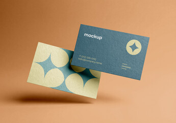 Template Mockup Business Card Minimal Branding Identity Floating Paper Scene