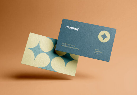 Template Mockup Business Card Minimal Branding Identity Floating Paper Scene