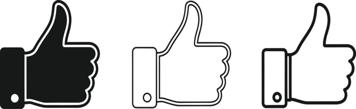 Vector Thumbs Up Like Icons Collection for Social Media Engagement and Positive Feedback Symbolism