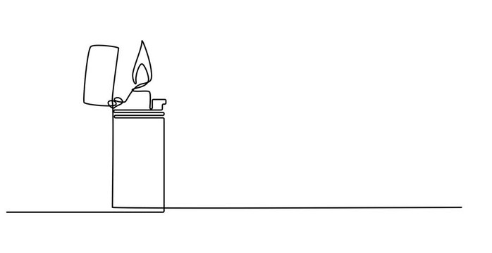 Animated self drawing of Continuous line drawing. Lighter. Black isolated on white background. Hand drawn Video, Continuous Line Drawing Of Lighter. One Line Of Lighter. Lighter Continuous Line Art.