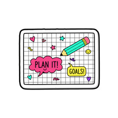 paper illustration stickers with plans and goals