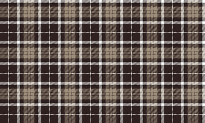 Seamless plaid fabric in brown, beige, and white is ideal for fashion design, clothing, skirts, trousers, and dresses, adding classic and modern charm to any style.