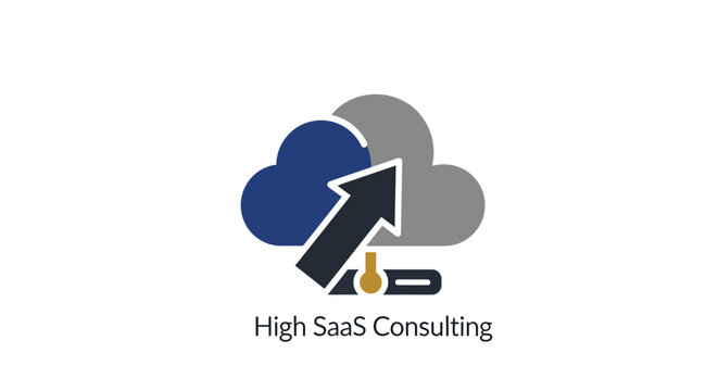 High SaaS Consulting cloud computing logo design.