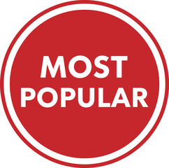 Most popular red circular badge vector illustration with bold typography for product highlights, best sellers, and marketing promotions © Shamim