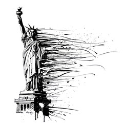 Statue of Liberty Dissolving into Ink Splatter © Joni