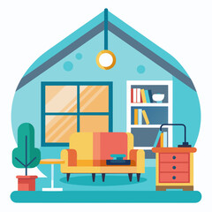 Cozy home interior with modern furniture and warm lighting