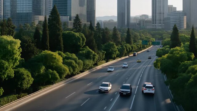 Smart road showcasing sensors and connected vehicles, intelligent transport network, autonomous driving support, real time traffic control, sustainable mobility and future city infrastructure theme