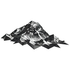 Low Poly Mountain Peak with Snow - Geometric Landscape Art