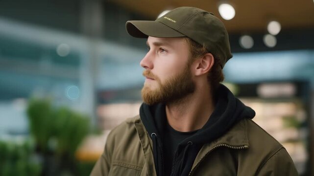 By a designated pickup shelf, a courier waiting for an order for delivery watches incoming orders, emphasizing reliability, order accuracy, and logistics responsibility. cinematic color correction,