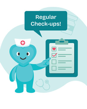 Regular Health Check ups Reminder Cute Nurse Character With Clipboard Illustration
