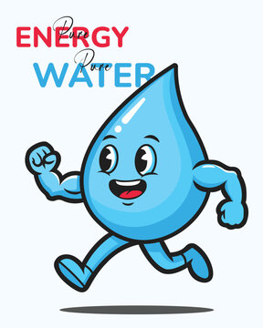 Pure Energy Water Cartoon Mascot Illustration