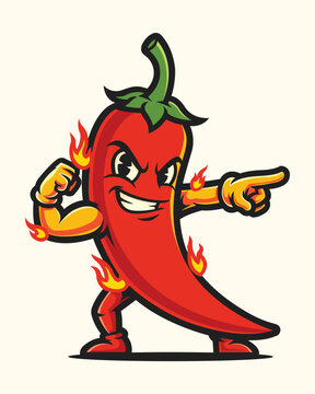 Spicy Red Chili Pepper Mascot Cartoon Character Illustration
