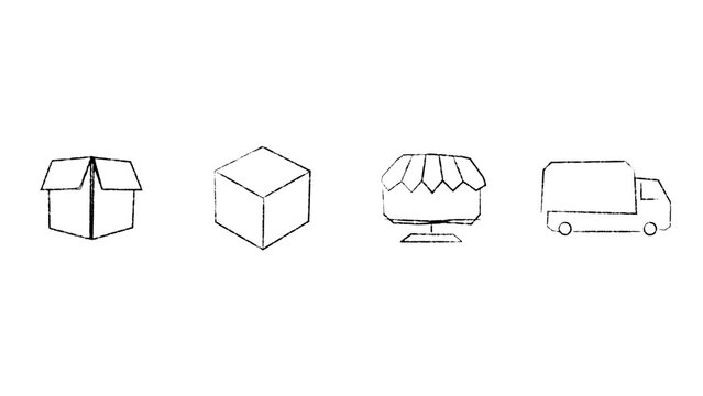 Hand Drawn Online Ecommerce Icons