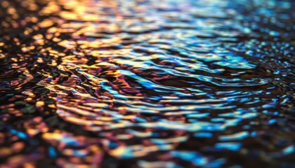 Obraz premium Rainbow oil film ripples closeup
