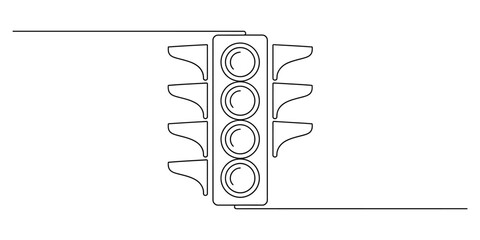 Continuous single line drawing of a vertical traffic light for road regulation © Badhon_Designer