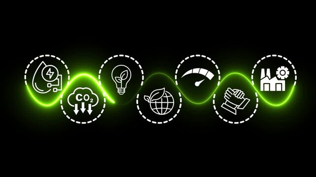 LCA, Life cycle assessment concept on the transparent background. Carbon footprint evaluation and environmental impact assessment related to product value chains. Motion graphics of life cycle idea. 