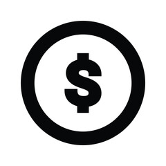 Fototapeta premium Black and white outline dollar coin symbol. Minimalist currency sign for web, app interface, and financial design