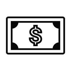 Obraz premium Black and white dollar bill line icon, simple banknote outline vector illustration, financial symbol for web and app