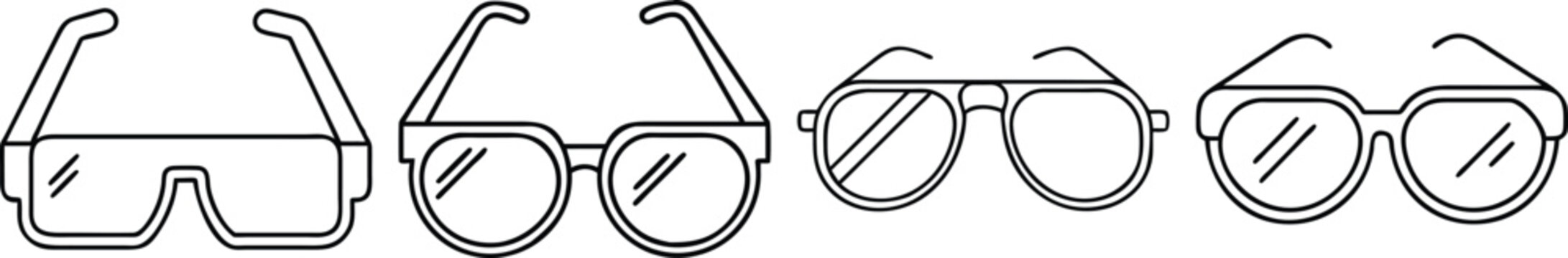 Collection of four distinct eyewear styles in a single illustration