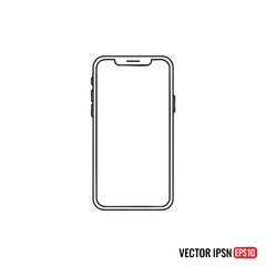 Simple Line Drawing of a Mobile Phone