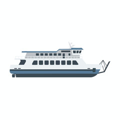 White and Blue Ferry Boat Illustration