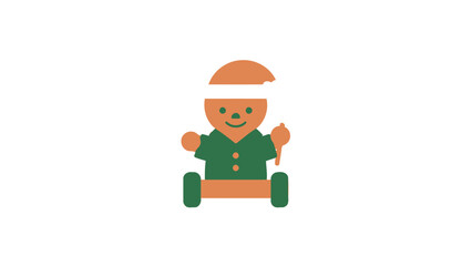 Cute Wooden Doll Toy on Wheels, Simple Flat Design