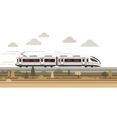 Modern Train Traveling Through Landscape
