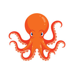 Orange Octopus Cartoon Illustration