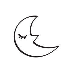Fototapeta premium Sleeping crescent moon with eyelashes doodle
