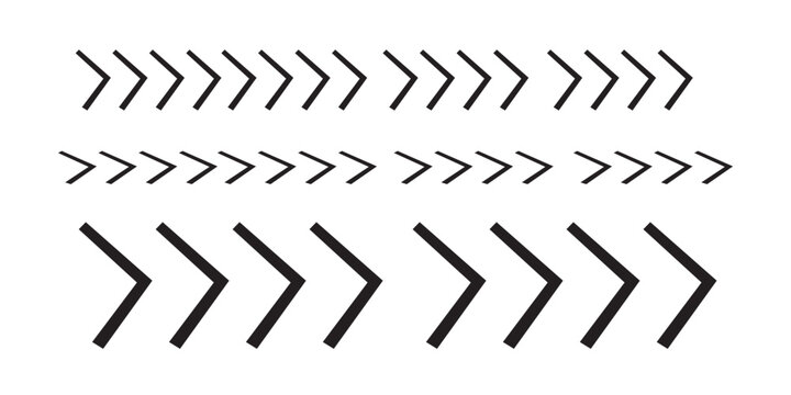 A collection of black chevron and arrow patterns on a white background