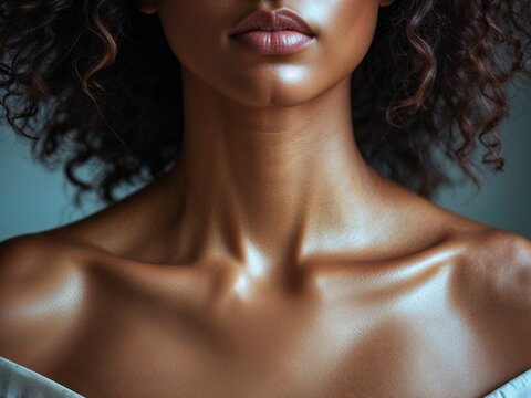 Soft light image highlighting collarbone natural skin texture calm mood close up