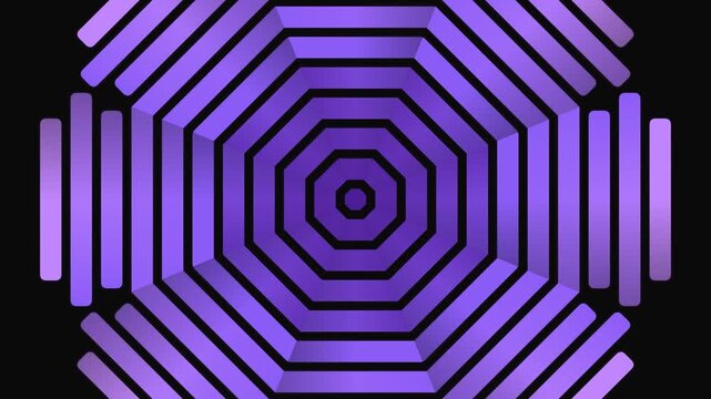 Abstract purple octagon animation with geometric shapes and black background.